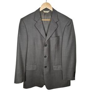 Pronto Uomo Men's 39R 100% Italian Wool 3-Button Blazer Houndstooth Jacket Gray